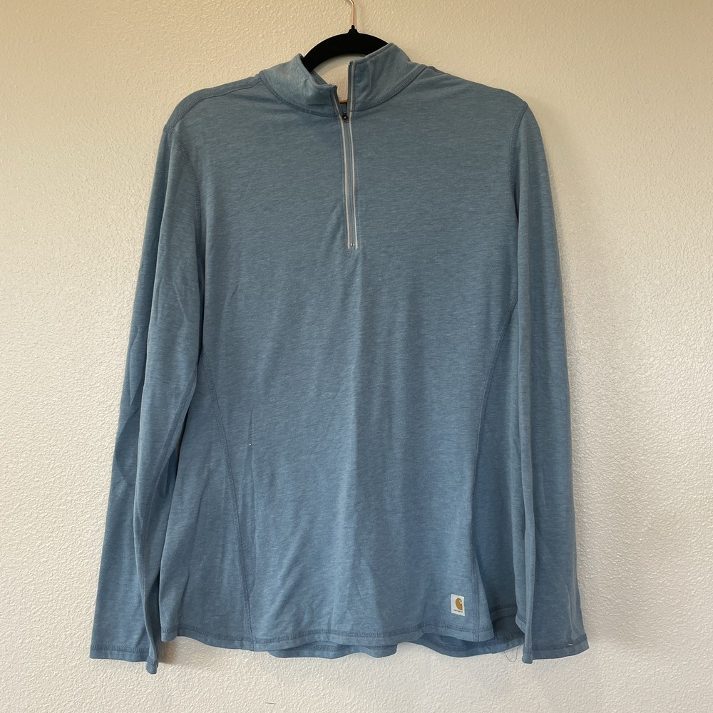 Carhartt Force Delmonte Quarter Zip Shirt Blue Womens Size L